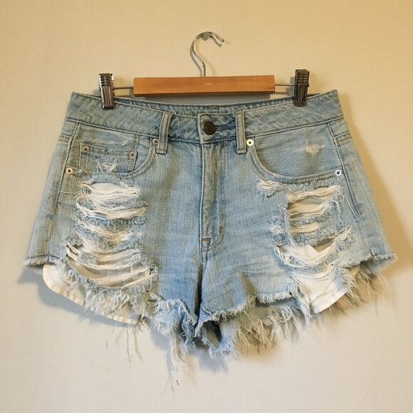 American Eagle Outfitters Pants - American Eagle Hilda Distressed Denim Shorts Size 6 Faded Blue